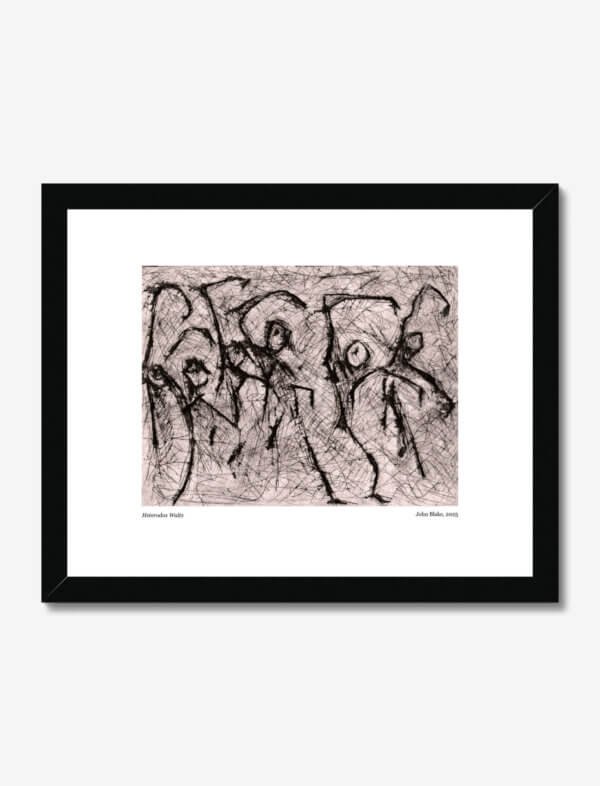 A Scraperfoil print of dancing stick figures