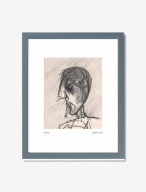 A pencil drawing of a man smoking.