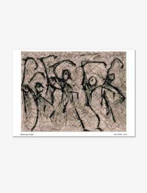 A Scraperfoil print of dancing stick figures