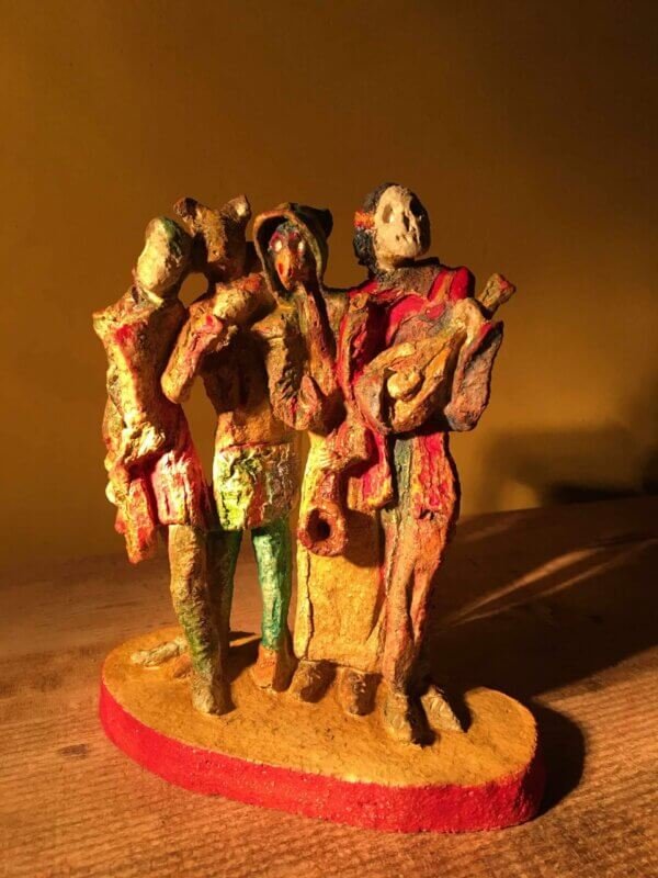 Ceramic sculpture of medieval minstrels