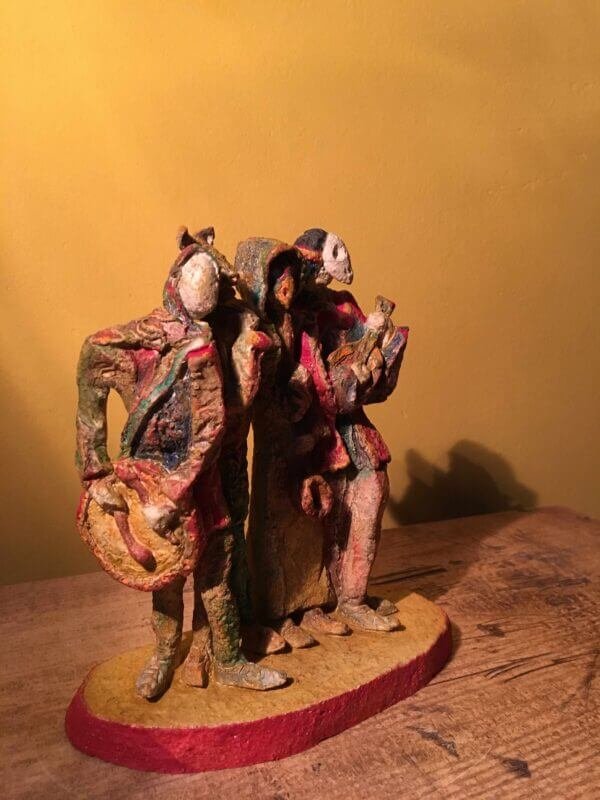 Ceramic sculpture of medieval minstrels