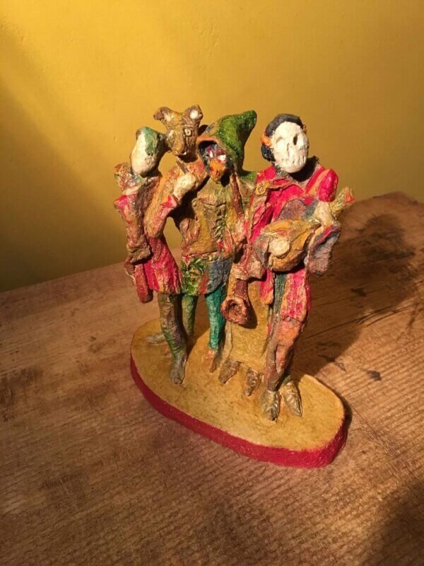 Ceramic sculpture of medieval minstrels