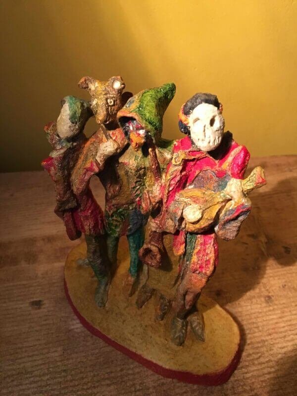 Ceramic sculpture of medieval minstrels