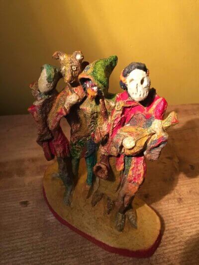 Ceramic sculpture of medieval minstrels