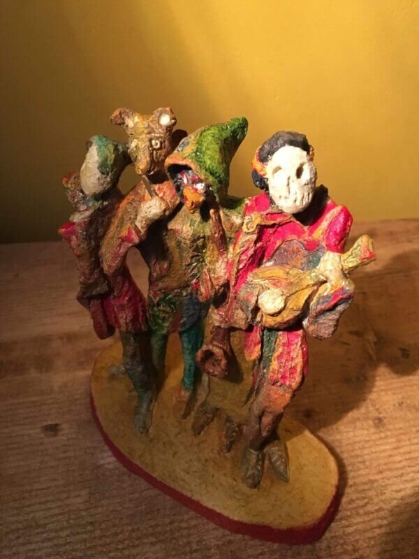Ceramic sculpture of medieval minstrels