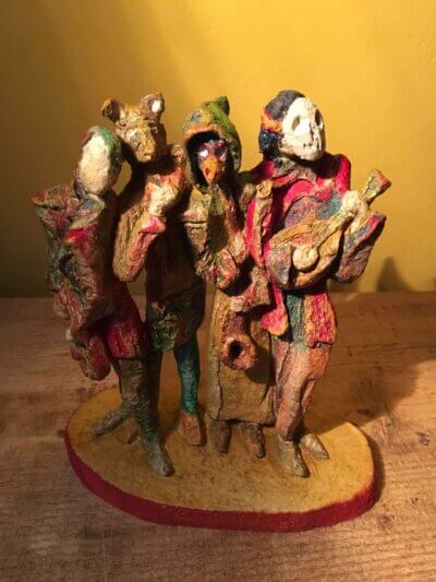 Ceramic sculpture of medieval minstrels