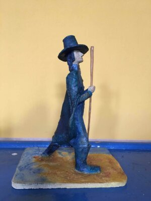 Ceramic sculpture of a Pilgrim Father preacher