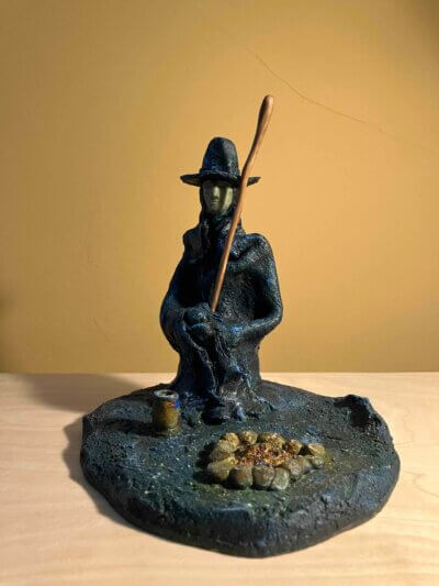 Ceramic sculpture of a Pilgrim Father preacher