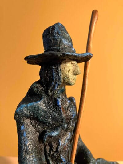 Ceramic sculpture of a Pilgrim Father preacher