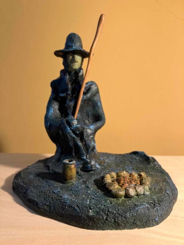 Ceramic sculpture of a Pilgrim Father preacher