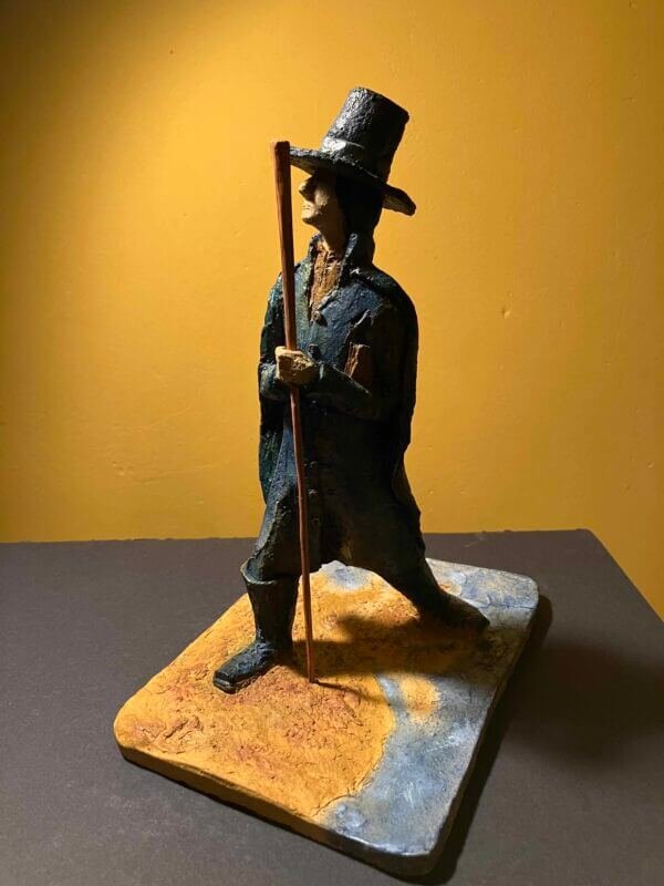 Ceramic sculpture of a Pilgrim Father preacher