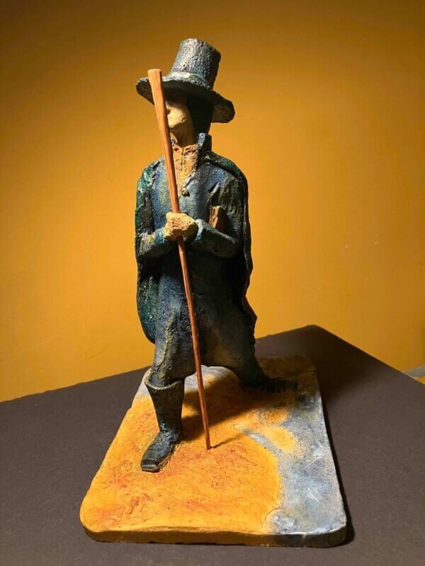 Ceramic sculpture of a Pilgrim Father preacher