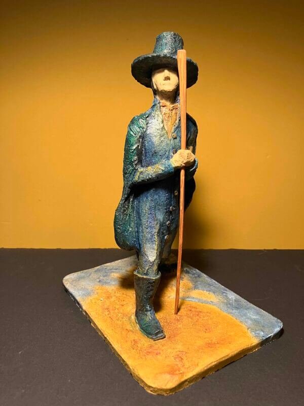 Ceramic sculpture of a Pilgrim Father preacher