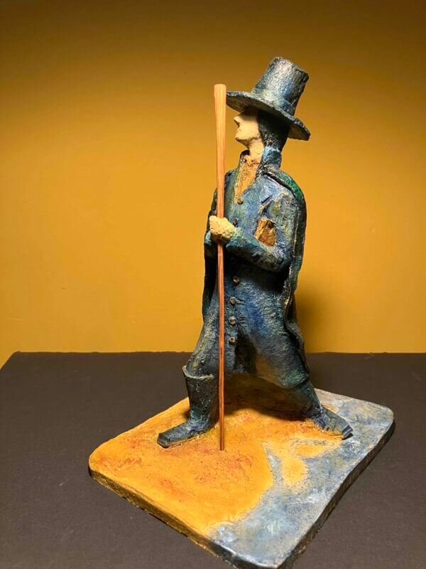 Ceramic sculpture of a Pilgrim Father preacher