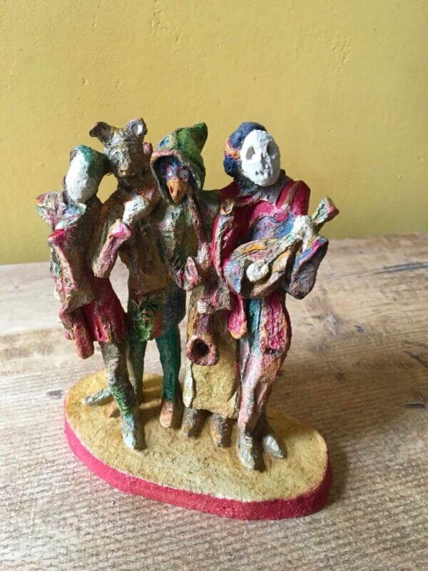 Ceramic sculpture of medieval minstrels