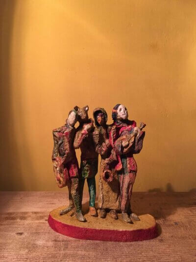 Ceramic sculpture of medieval minstrels