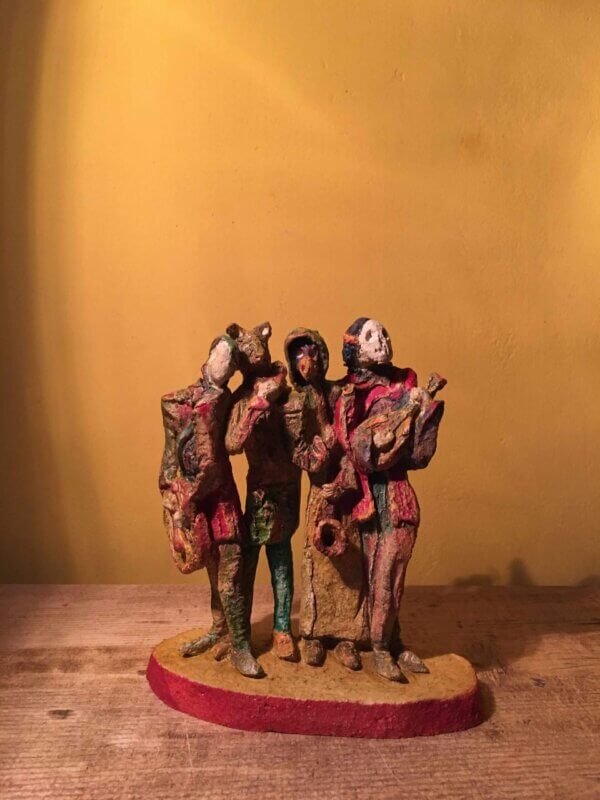 Ceramic sculpture of medieval minstrels