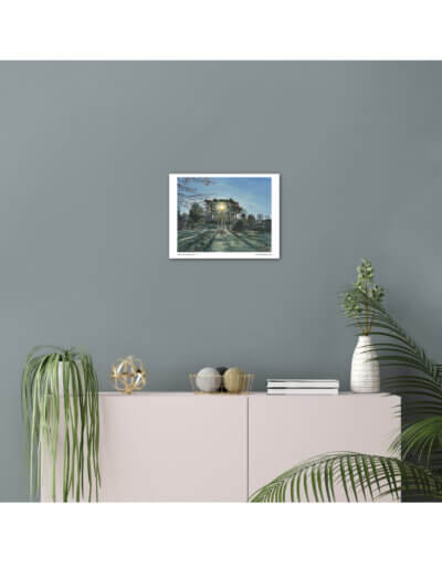 Winter Sun Through trees art print by emily Tellwright