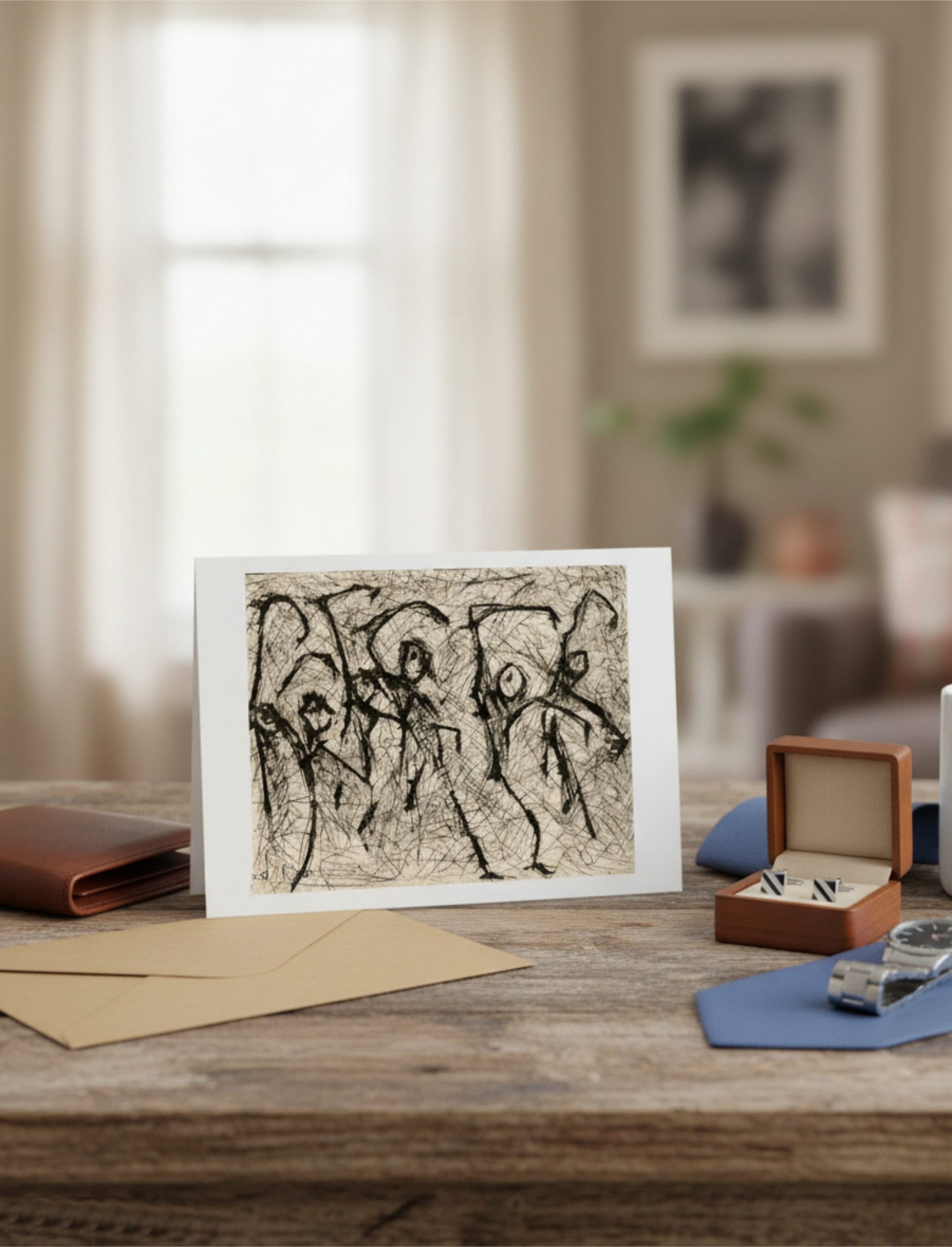 Heterodox waltz greetings card with fathers' day gifts