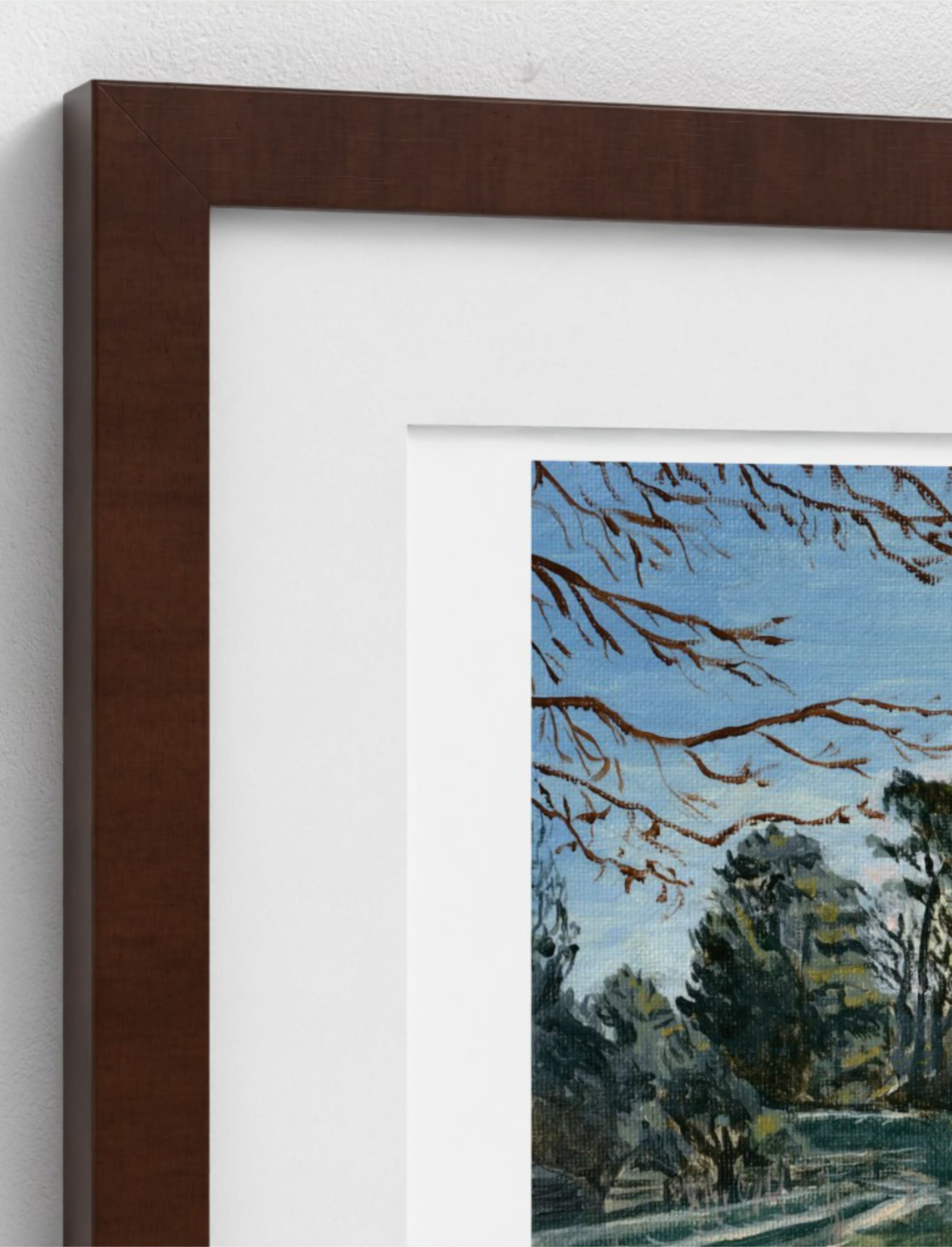 Winter Sun Through Trees Framed Art Print