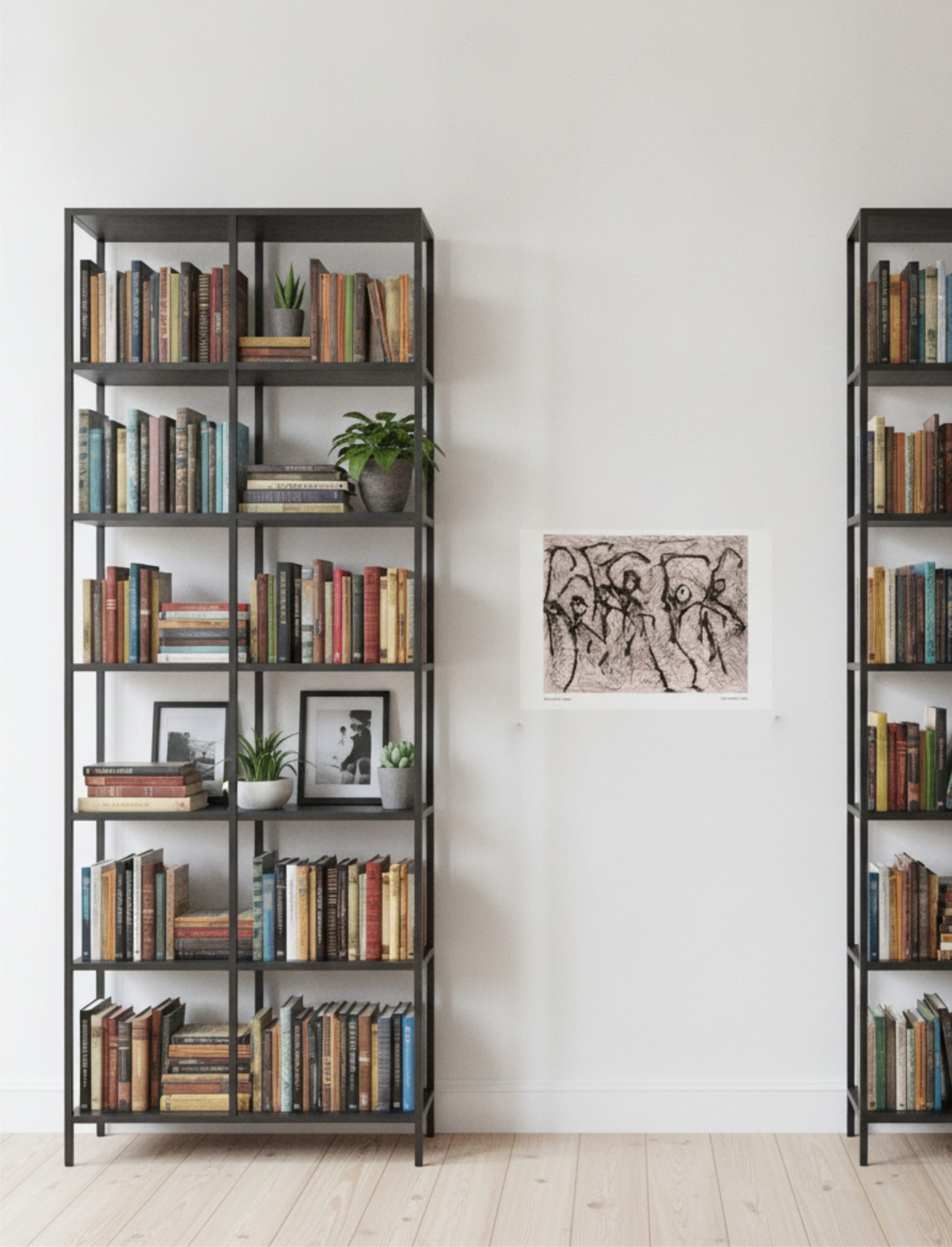 Heterodox Waltz Art Print next to bookcases