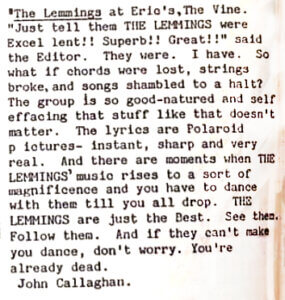 Review of The Lemmings band