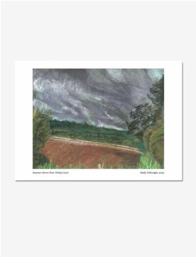 Pastel drawing of a summer storm near Witley Court by Emily Tellwright