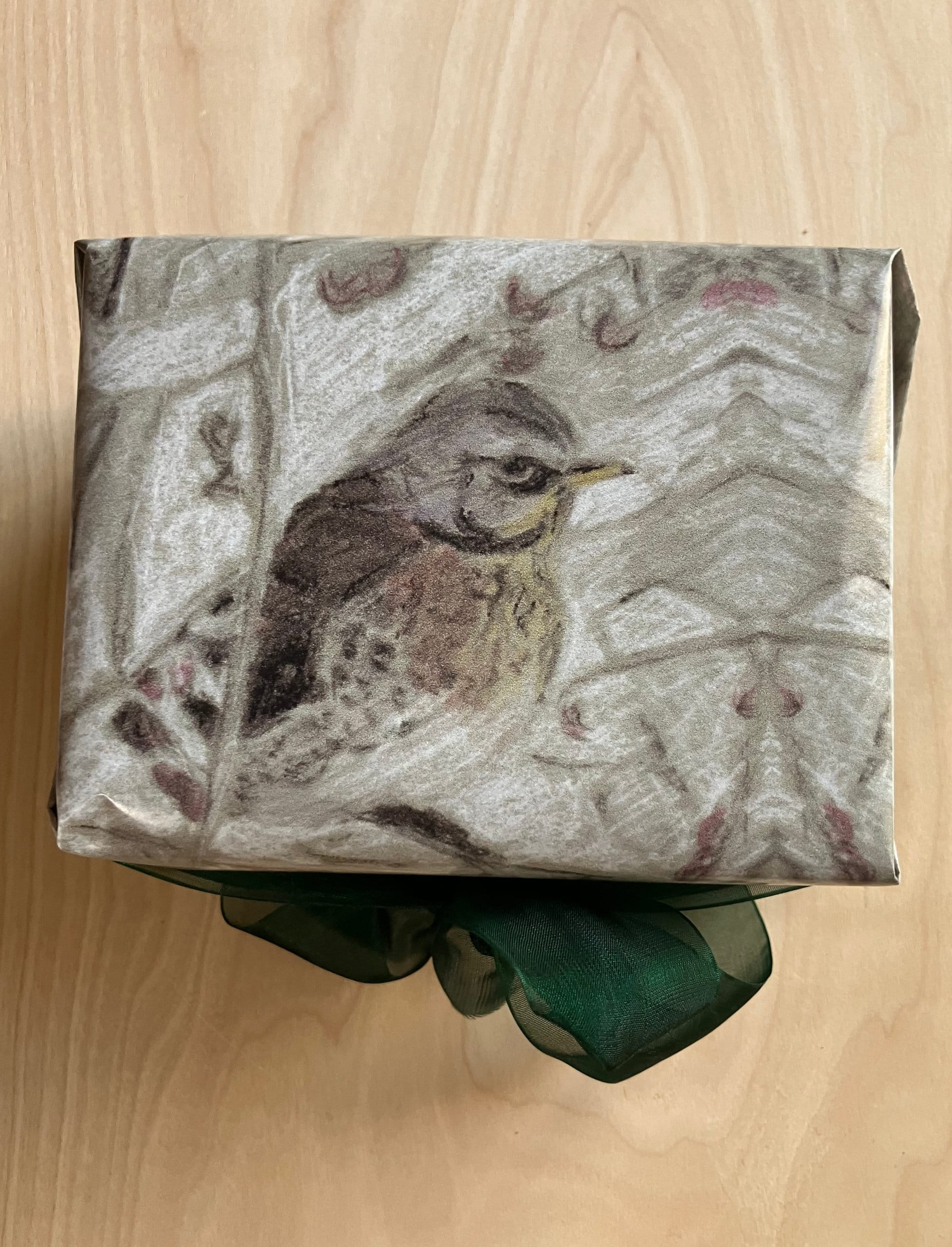 Winter bird wrapping paper