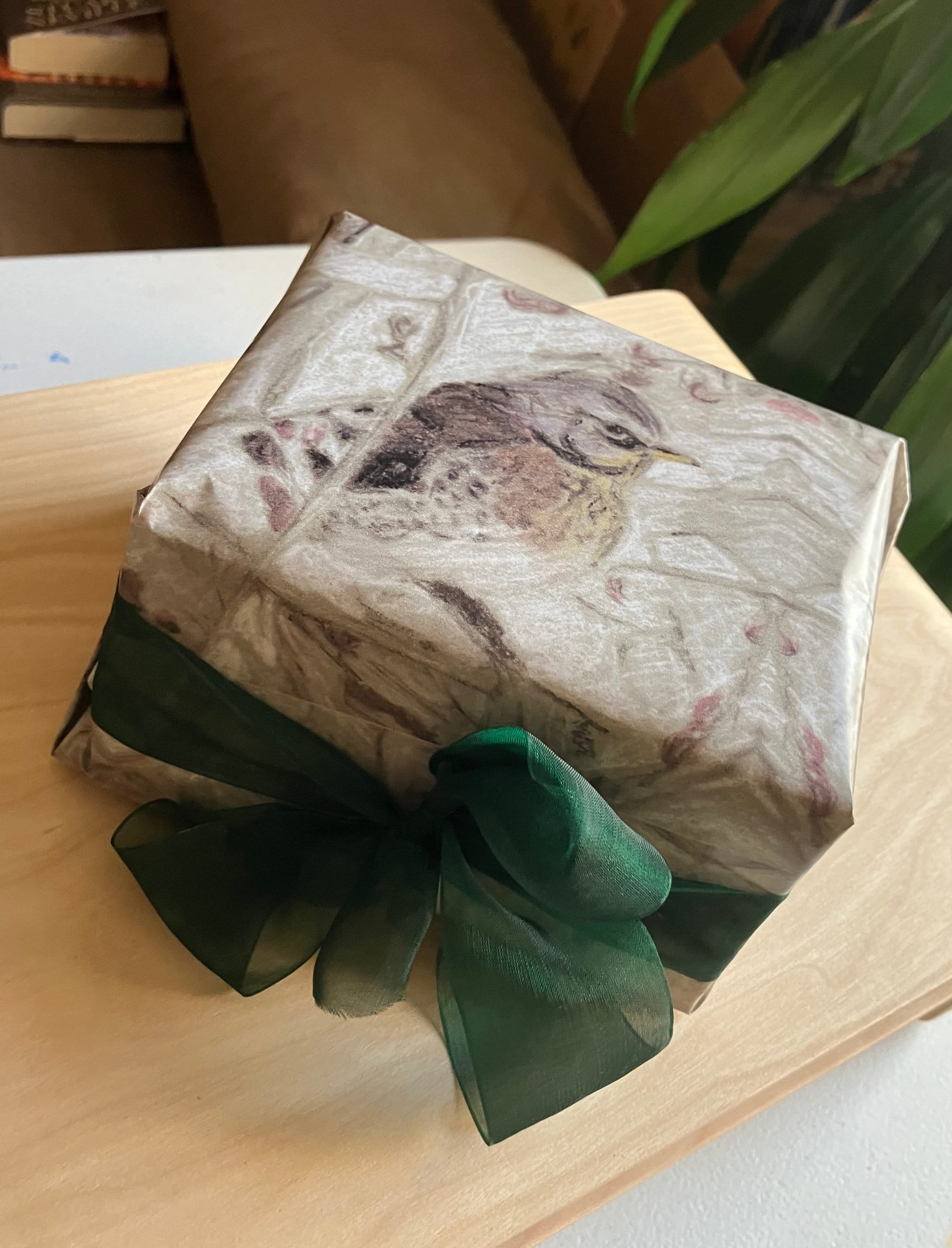 Winter bird wrapping paper