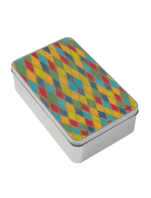Harlequin storage tin, rectangular