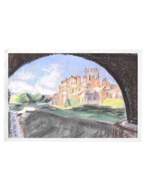 Biddulph Grange tea towel showing a pastel drawing