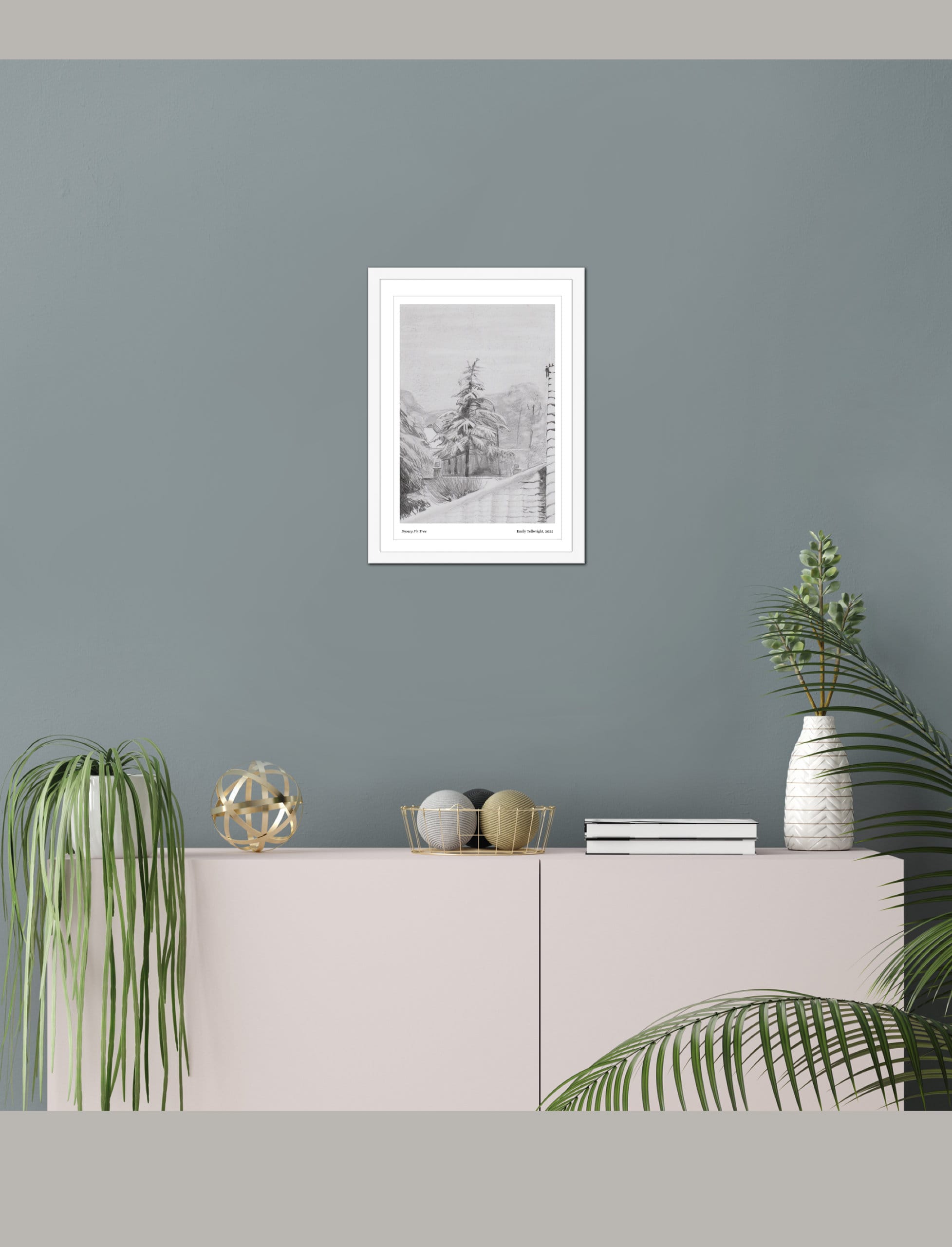 Snowy Fir Tree framed art print