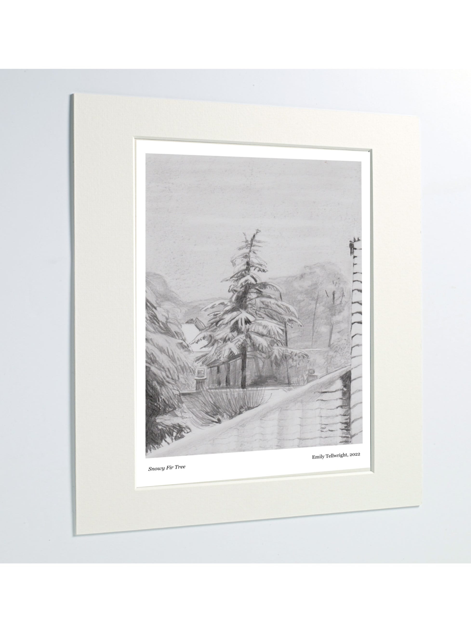 Snowy Fir Tree Mounted Art Print