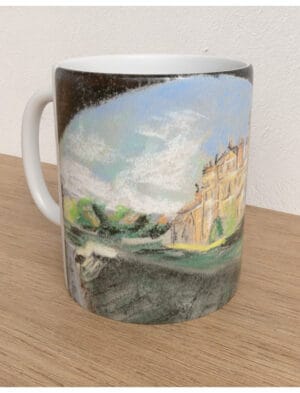Biddulph Grange Mug showing a pastel drawing by Emily Tellwright
