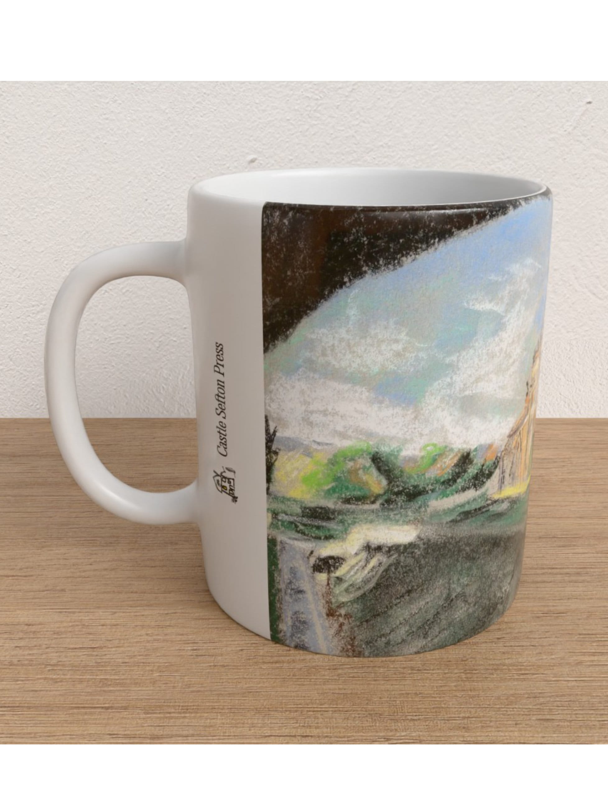 Biddulph Grange Mug showing a pastel drawing by Emily Tellwright