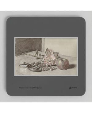 Not Quite Autumn coaster showing a drawing by Emily Tellwright