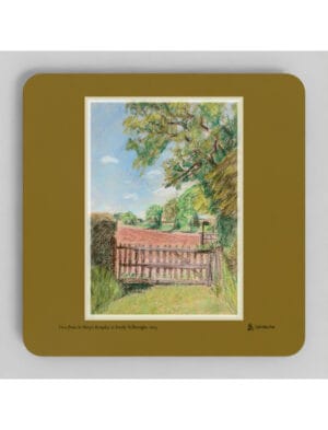 The View from St Mary's Kempley coaster showing a drawing by Emily Tellwright