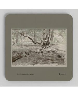 Turner's View Coaster showing a charcoal drawing by Emily Tellwright