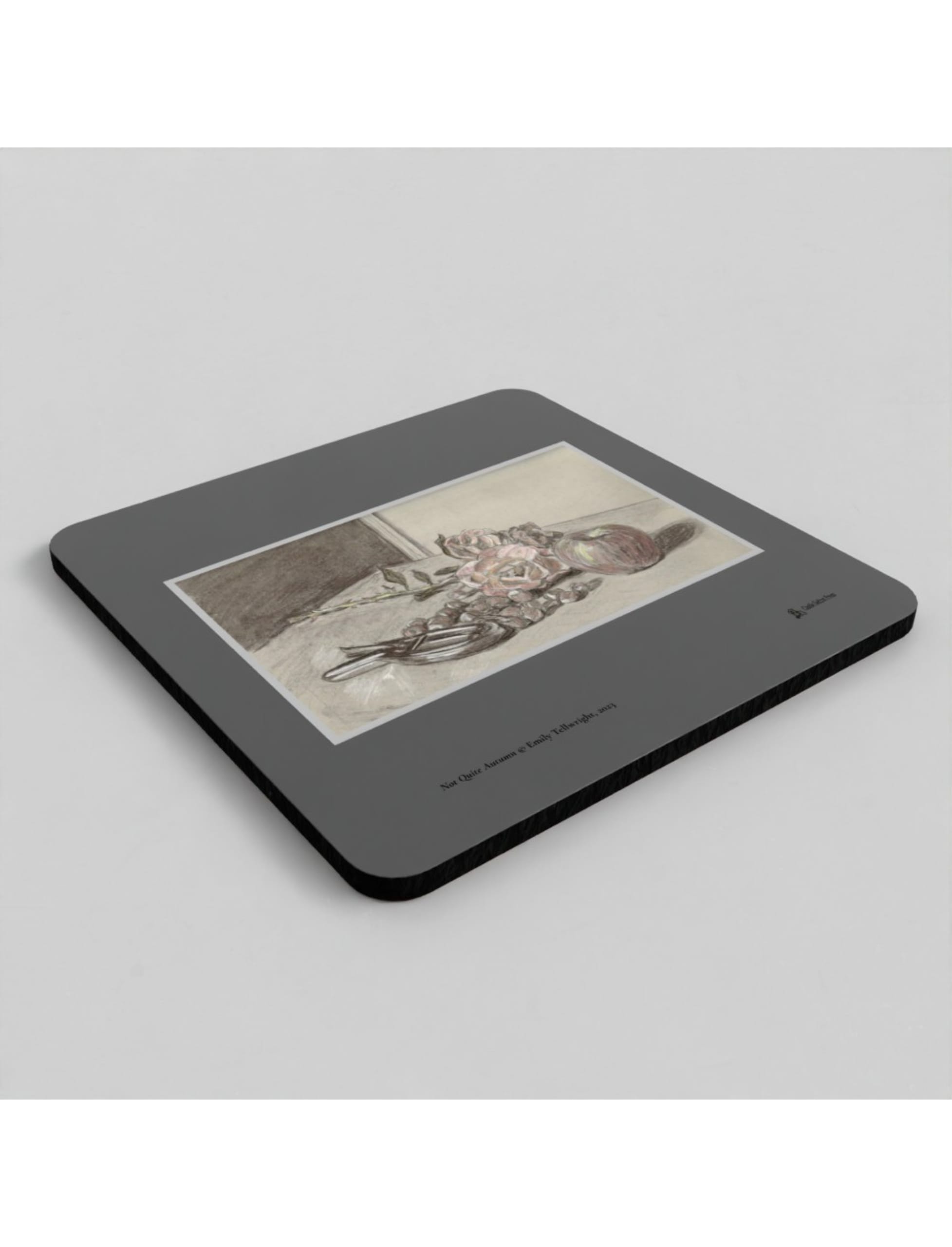 Not Quite Autumn coaster showing a drawing by Emily Tellwright