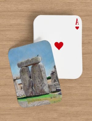 Sunny Summer at Stonehenge playing cards showing a pastel drawing by Emily Tellwright