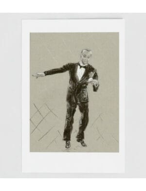 Fantastic Fred Astaire No1 Greetings Card showing a charcoal drawing