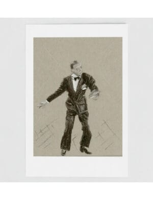 Fantastic Fred Astaire No4 Greetings Card showing a charcoal drawing