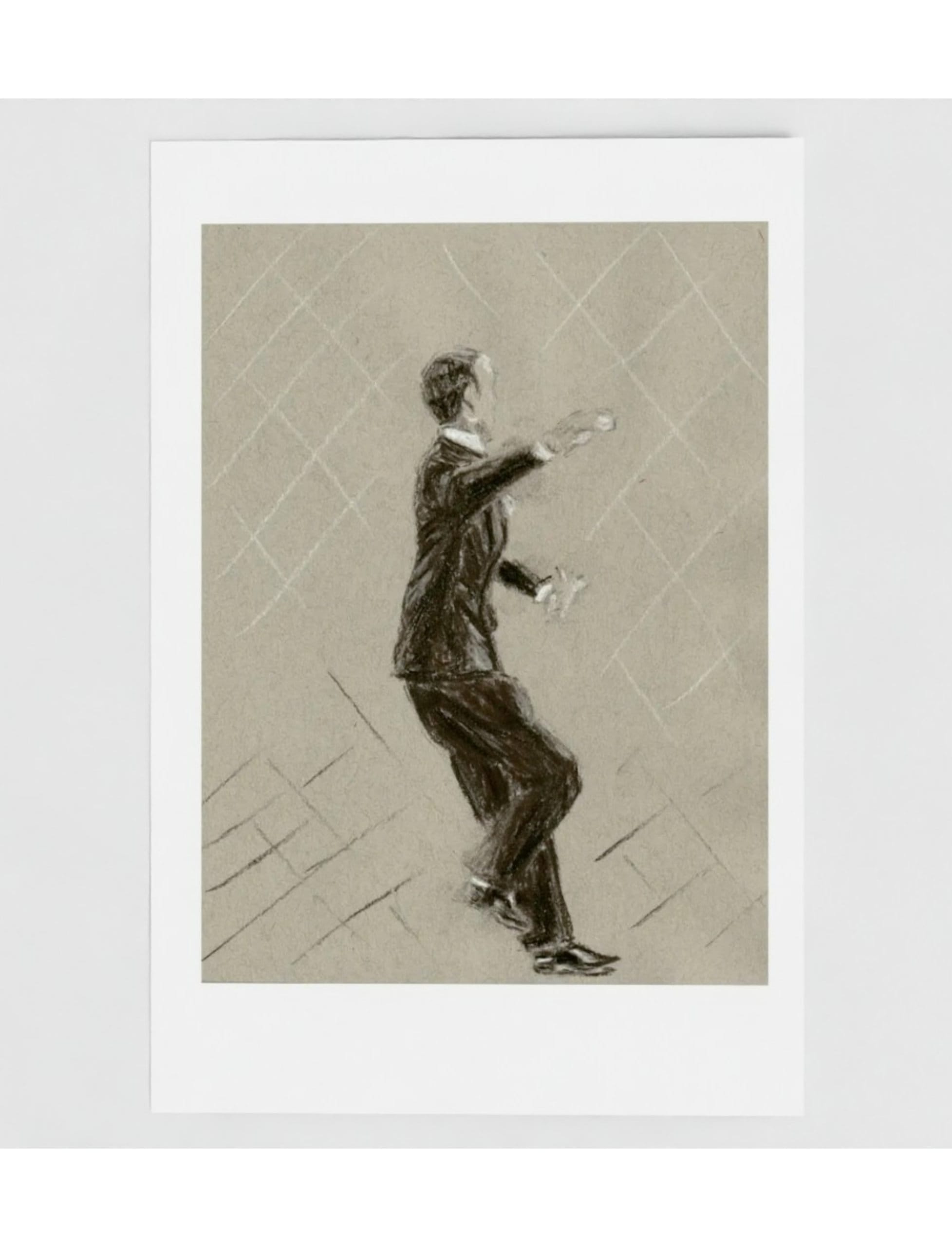 Fantastic Fred Astaire No 6 Greetings Card showing a charcoal drawing