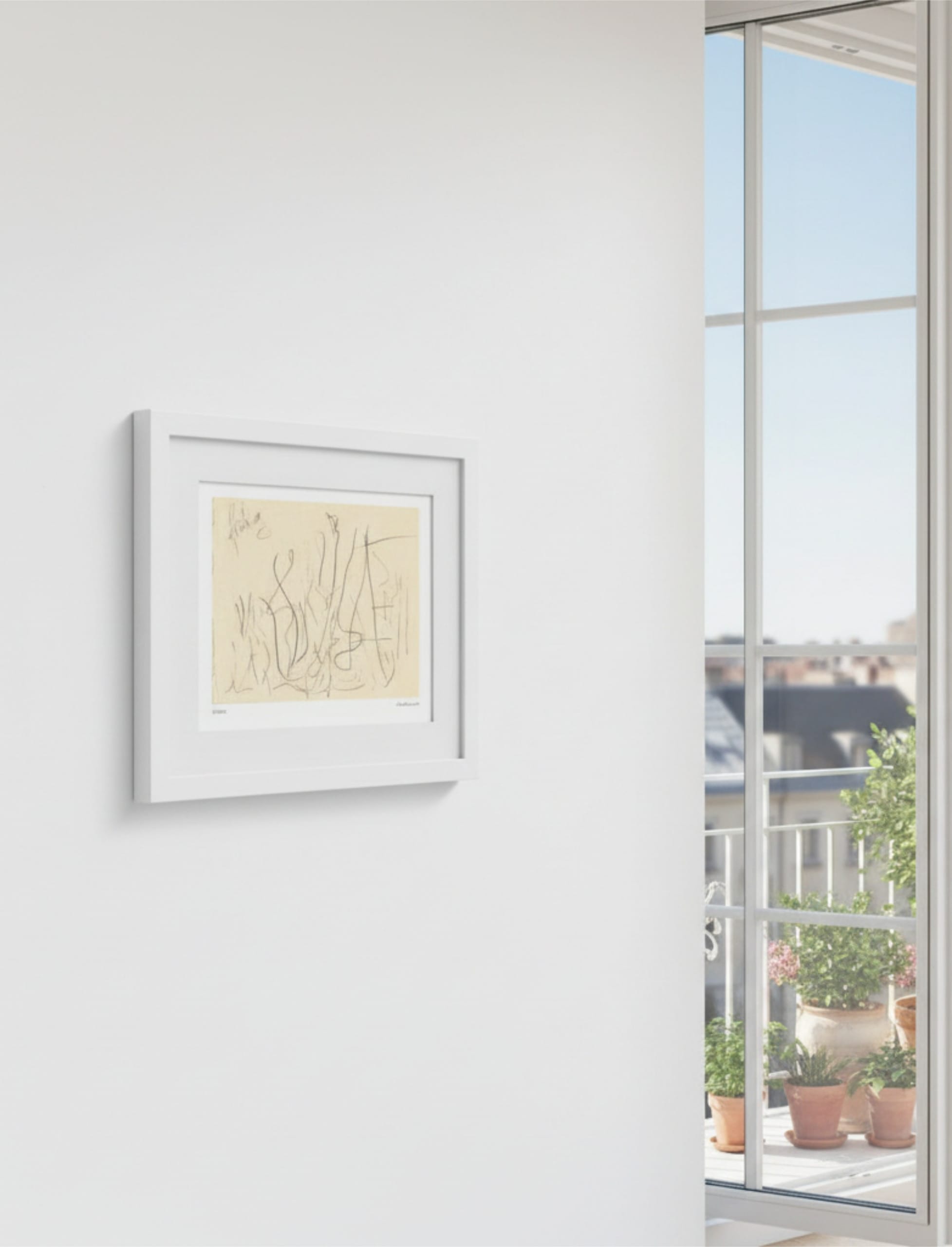 fruhling framed art print by a balcony window