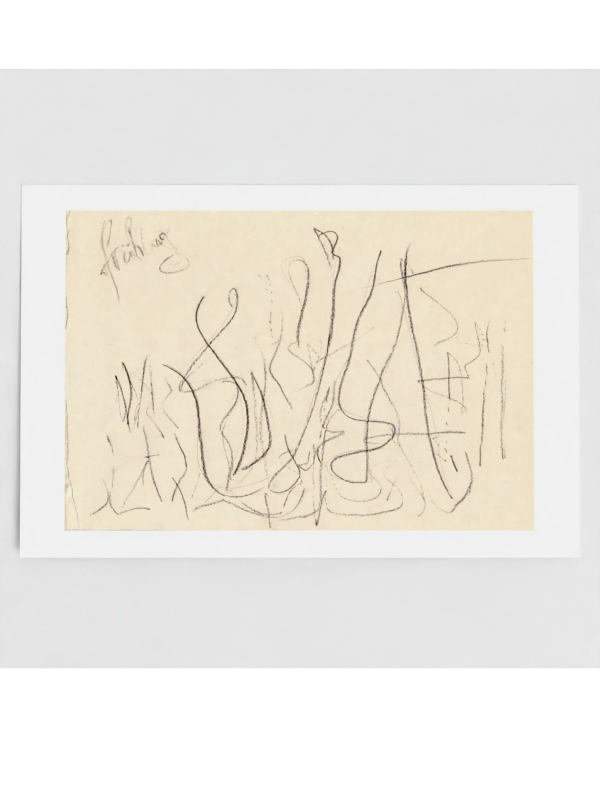 Fruhling greetings card showing a pencil drawing by john blake