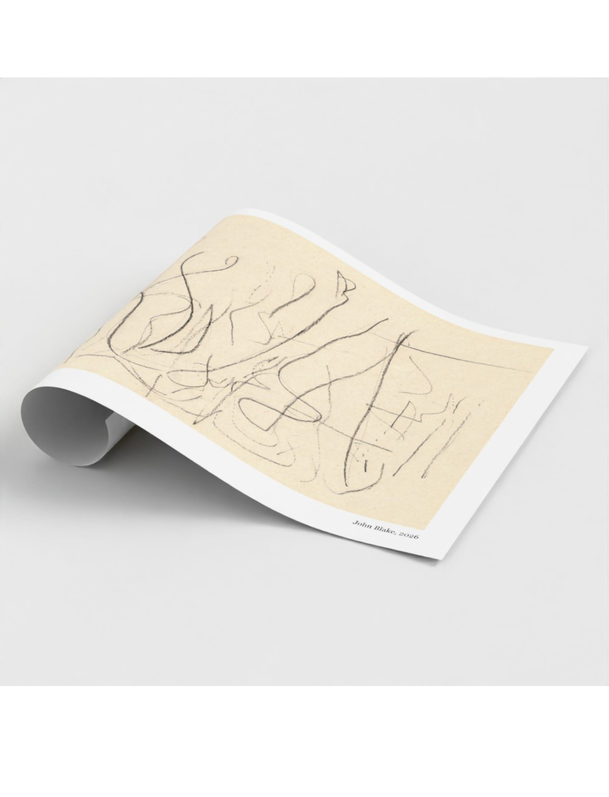 Fruhling art print showing a pencil drawing by john blake